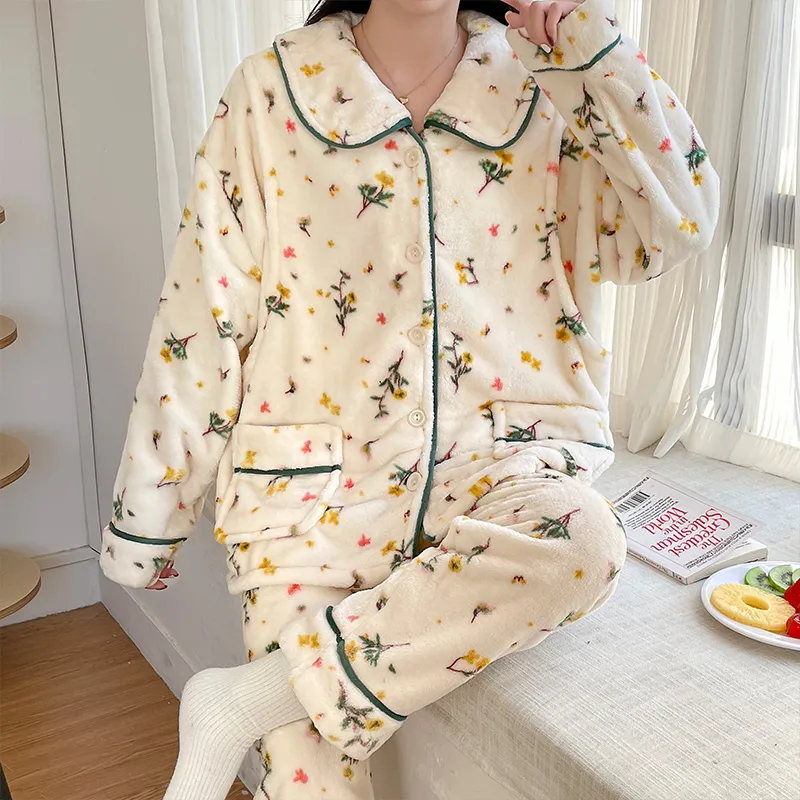 Maultiay Pajama Set Women's Apricot-3