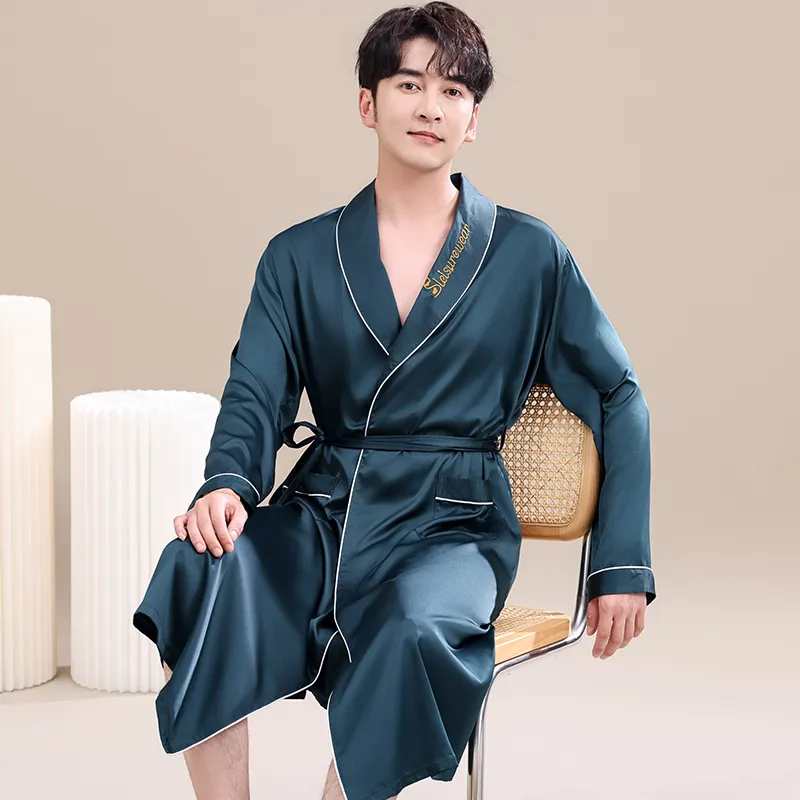 Maultiay Bath Robes Men's Peacock Green-6