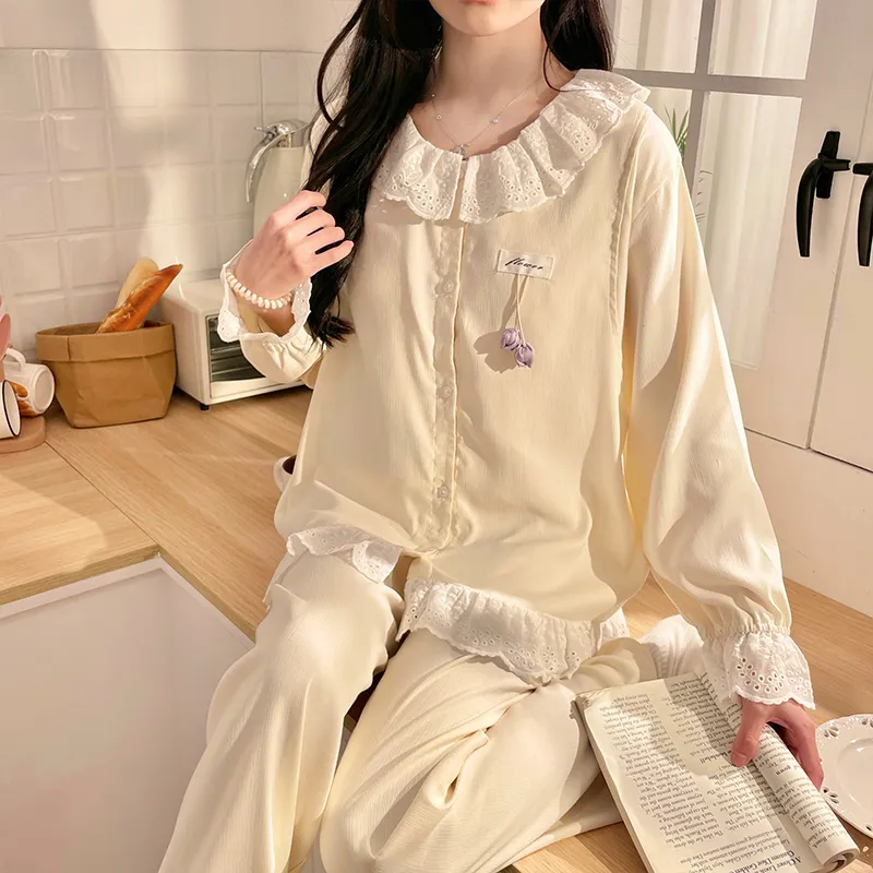 Maultiay Pajama Set Women's Apricot-5