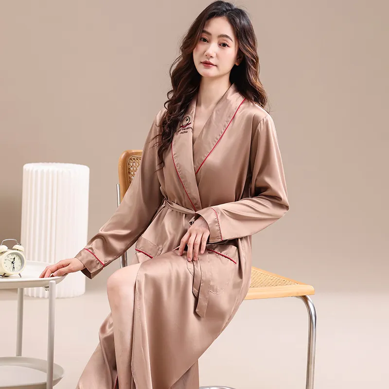 Maultiay Bath Robes Women's Khaki-6