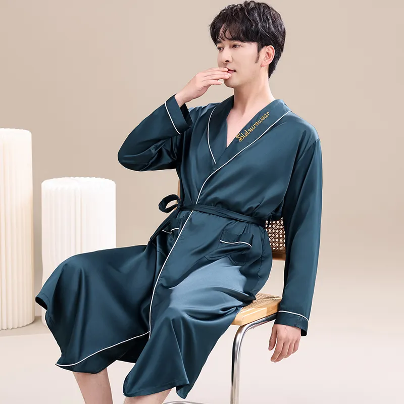 Maultiay Bath Robes Men's Peacock Green-5