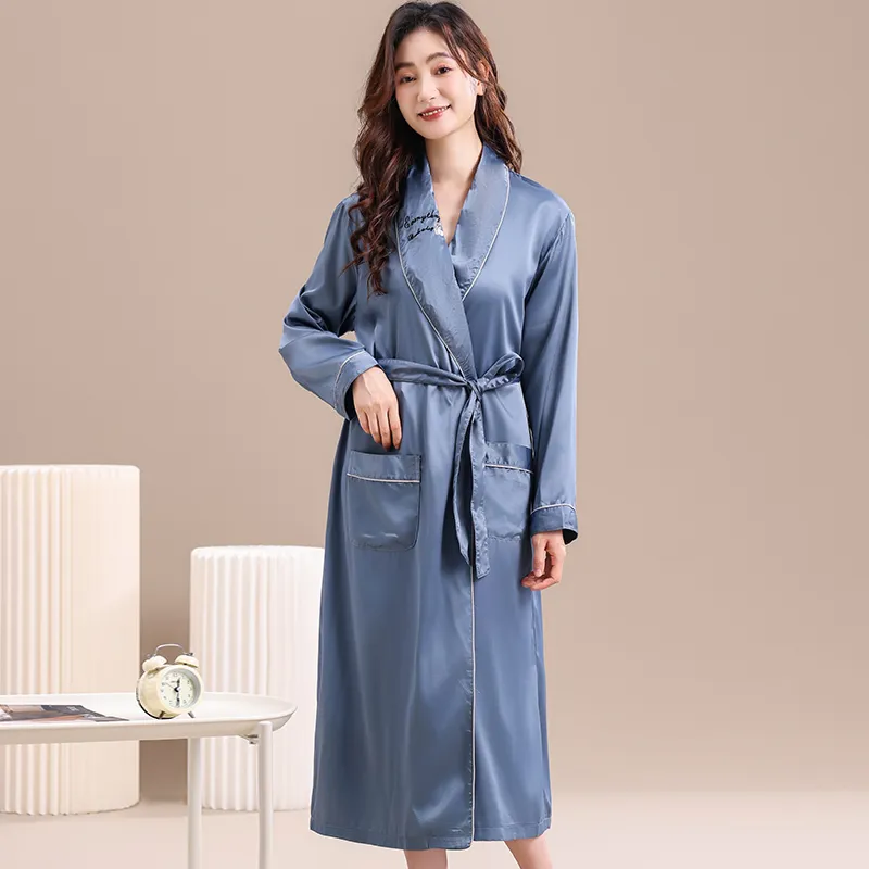 Maultiay Bath Robes Women's Blue-2