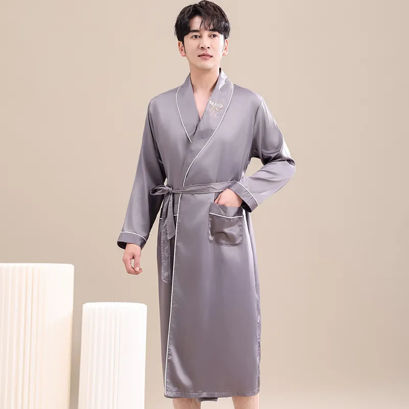 Maultiay Pajama Robe Men's Gray-2