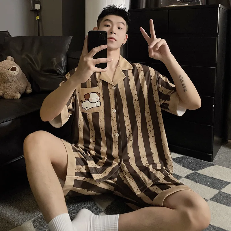 Maultiay Pajama Set Men's Brown-1