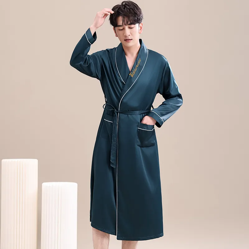 Maultiay Bath Robes Men's Peacock Green-2