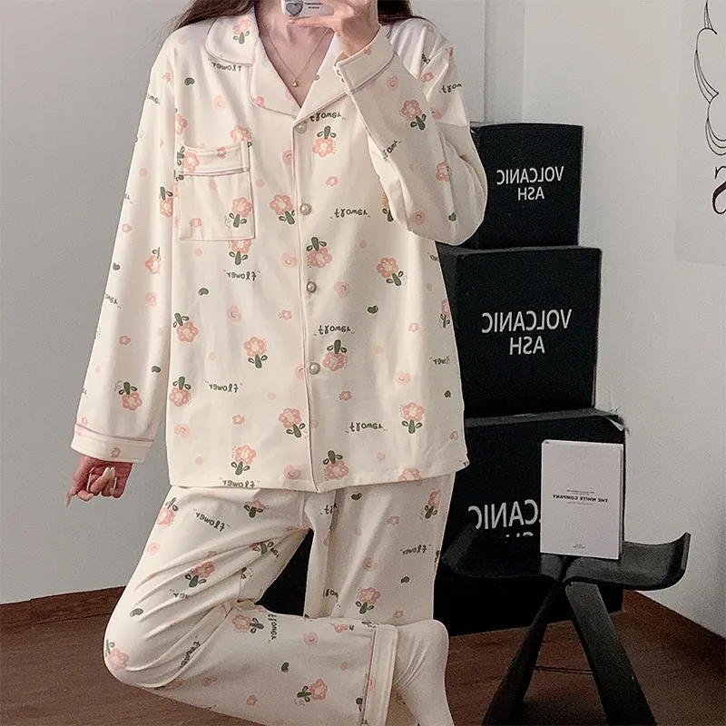 Maultiay Pajama Set Women's Apricot-4
