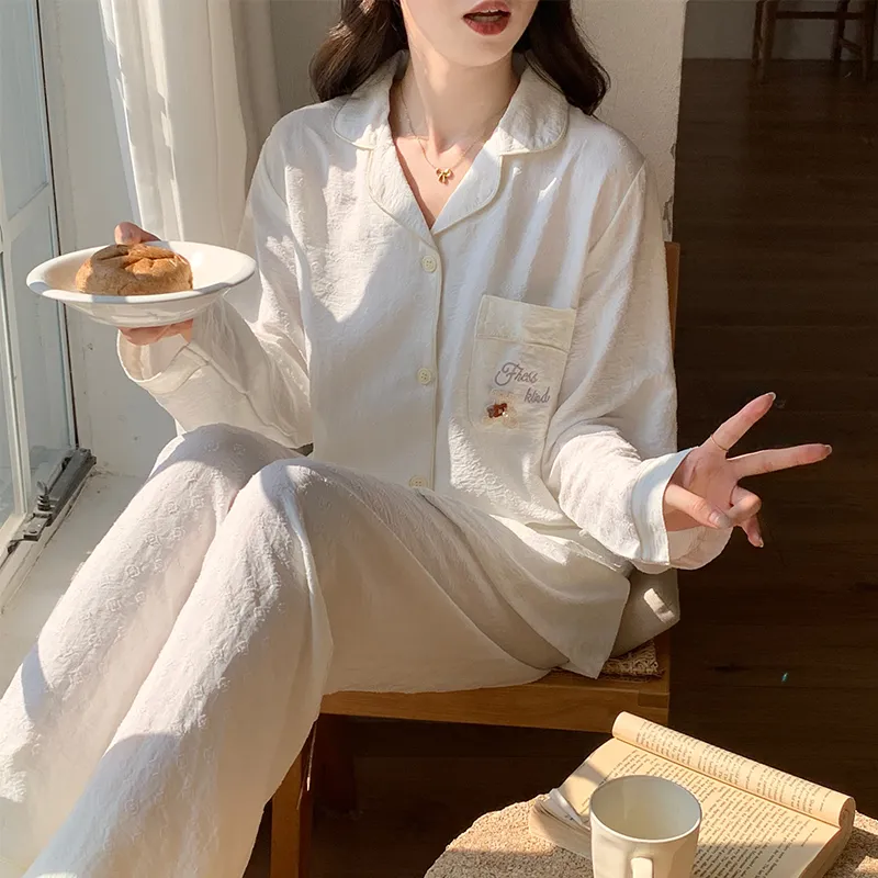 Maultiay Pajama Set Women's Milk White-5