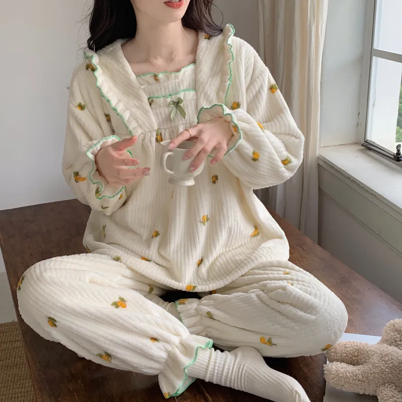 Maultiay Pajama Set Women's Apricot-5