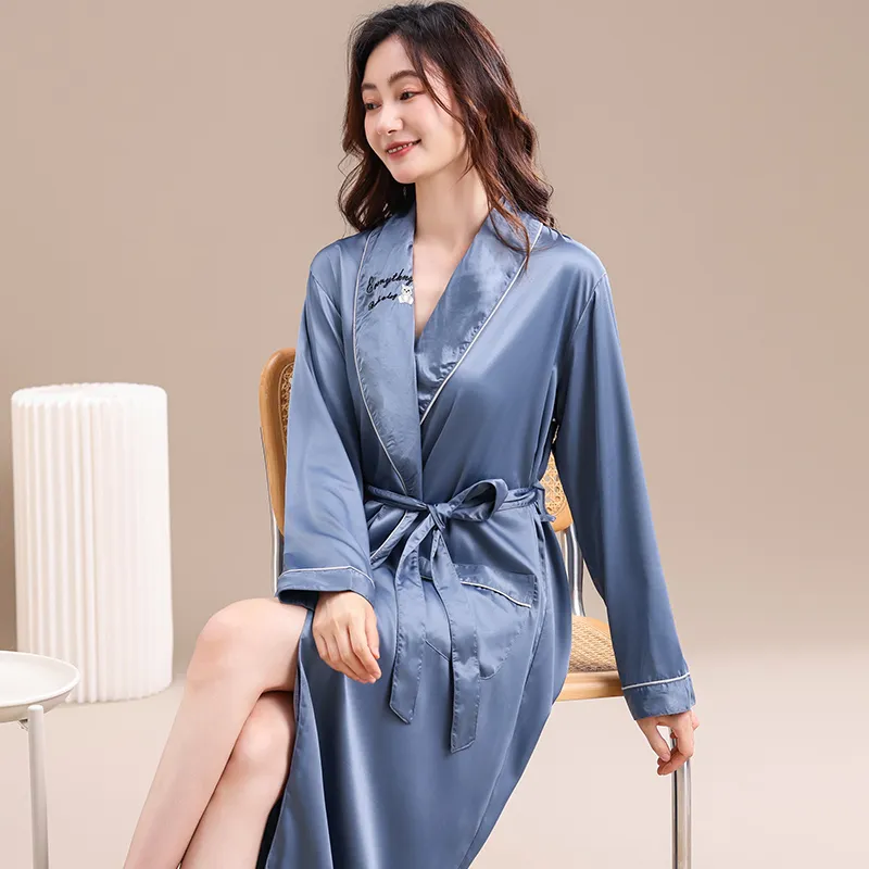 Maultiay Bath Robes Women's Blue-6