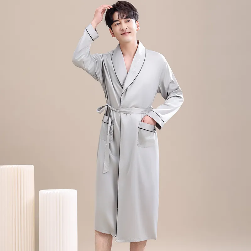 Maultiay Sleep Robe Men's Light Gray-3