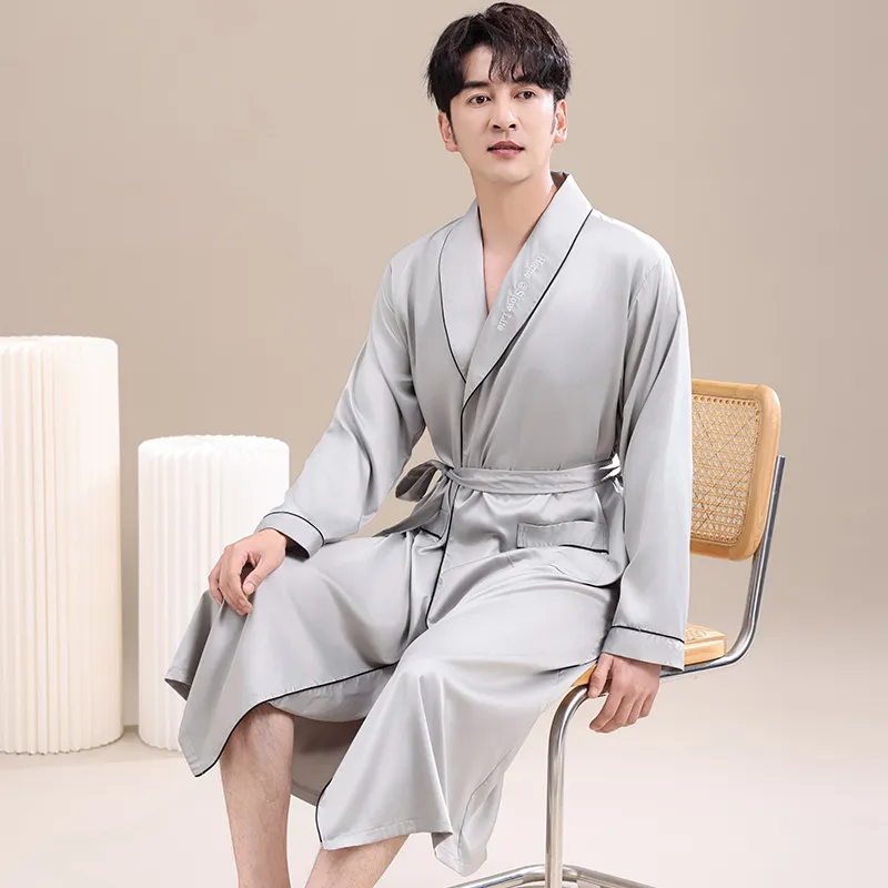 Maultiay Sleep Robe Men's Light Gray-4