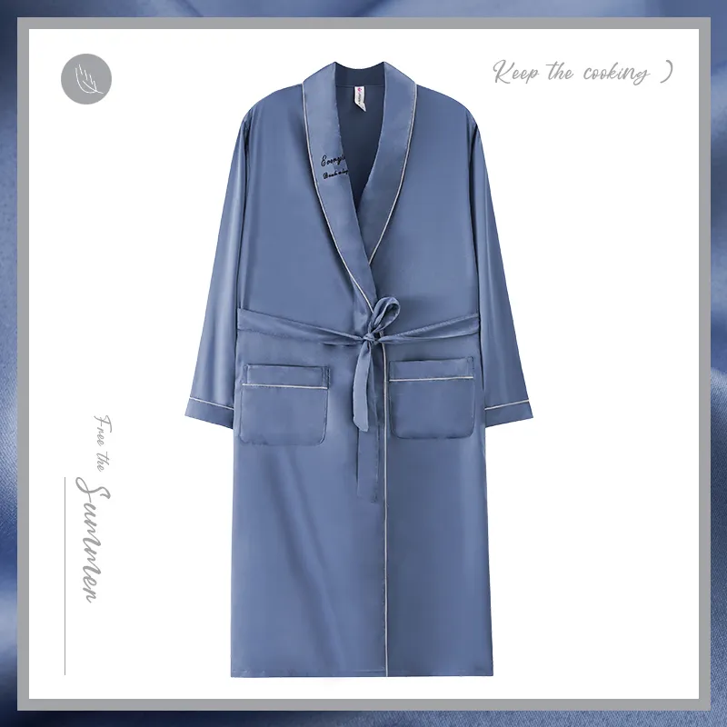 Maultiay Bath Robes Women's Blue-1