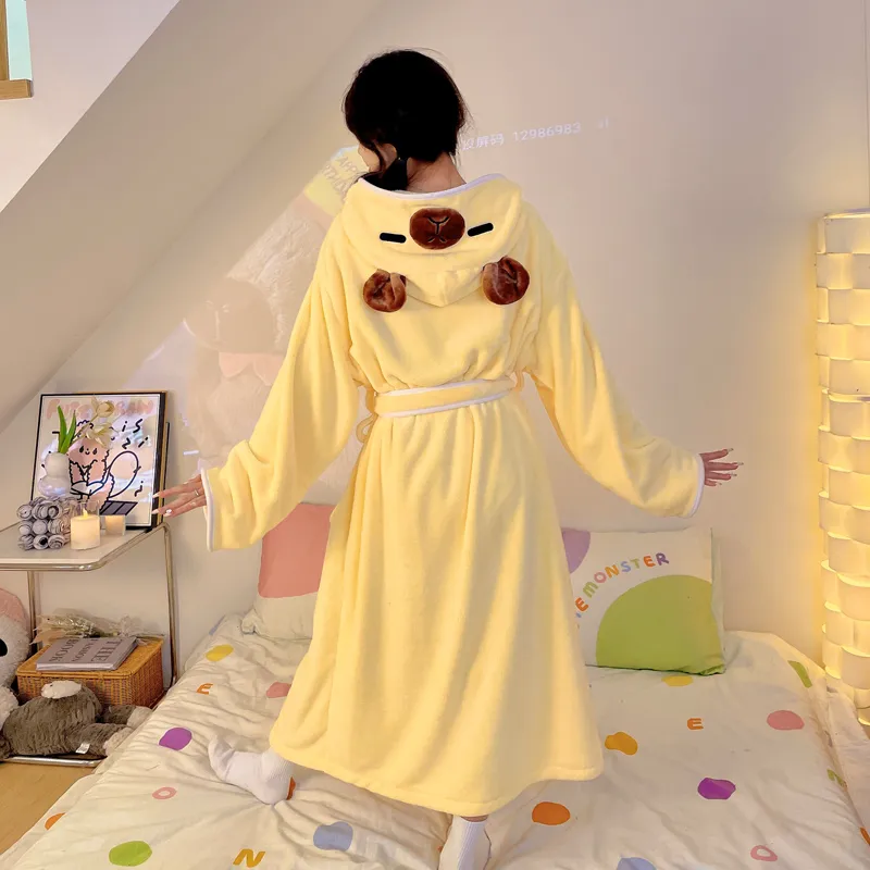 Maultiay Bath Robes Women's Yellow-3