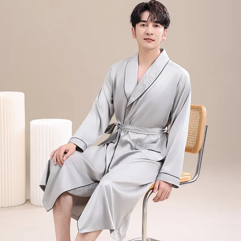 Maultiay Sleep Robe Men's Light Gray-5