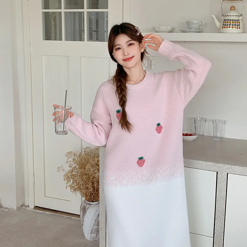 Maultiay Nightgown Women's Pink White-4