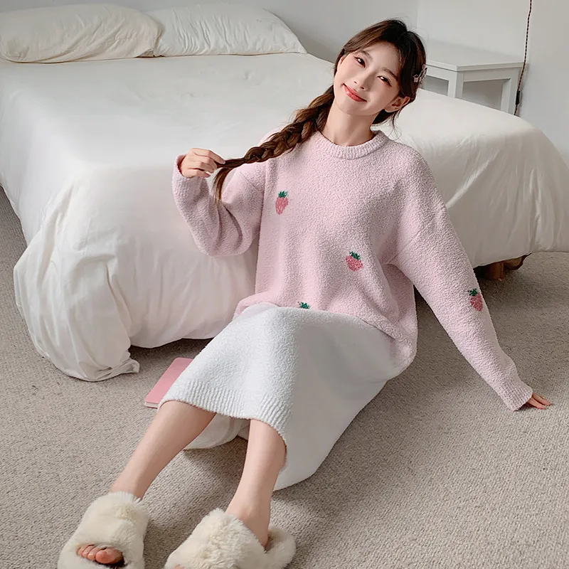 Maultiay Nightgown Women's Pink White-3