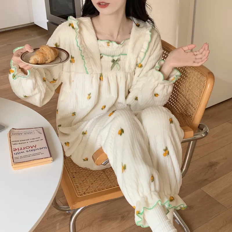 Maultiay Pajama Set Women's Apricot-3