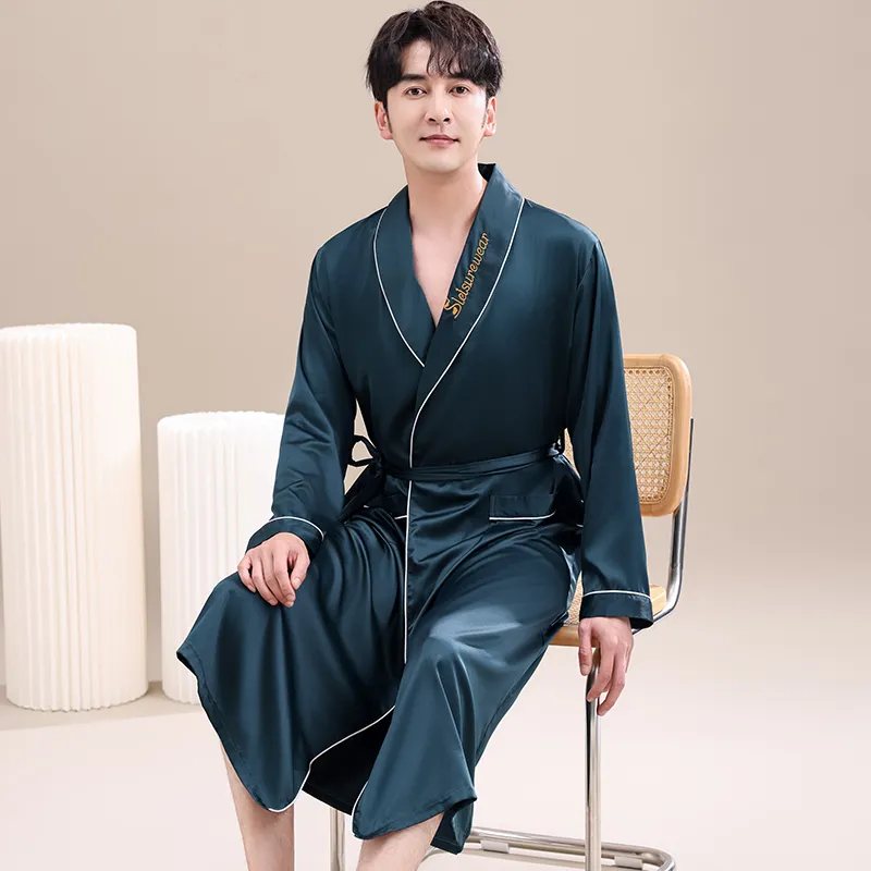 Maultiay Bath Robes Men's Peacock Green-4
