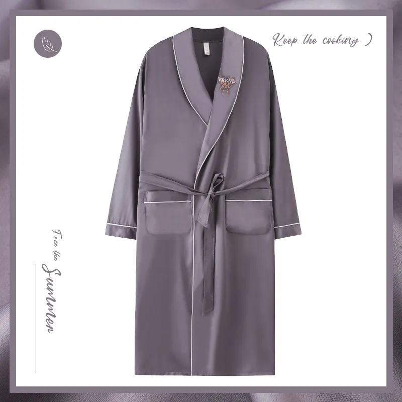 Maultiay Pajama Robe Men's Gray-1