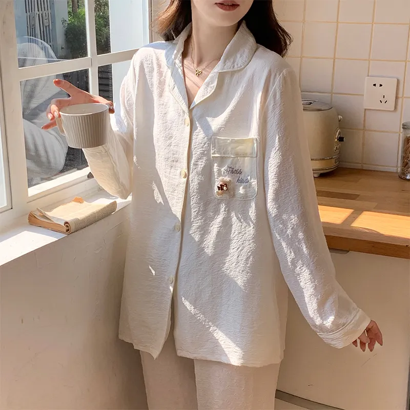 Maultiay Pajama Set Women's Milk White-4