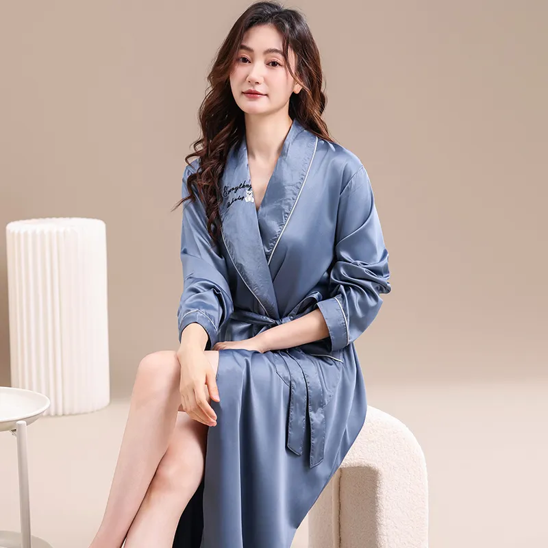 Maultiay Bath Robes Women's Blue-5