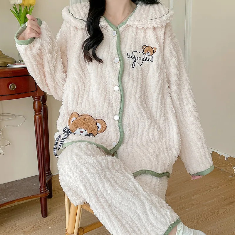 Maultiay Pajama Set Women's Apricot-3