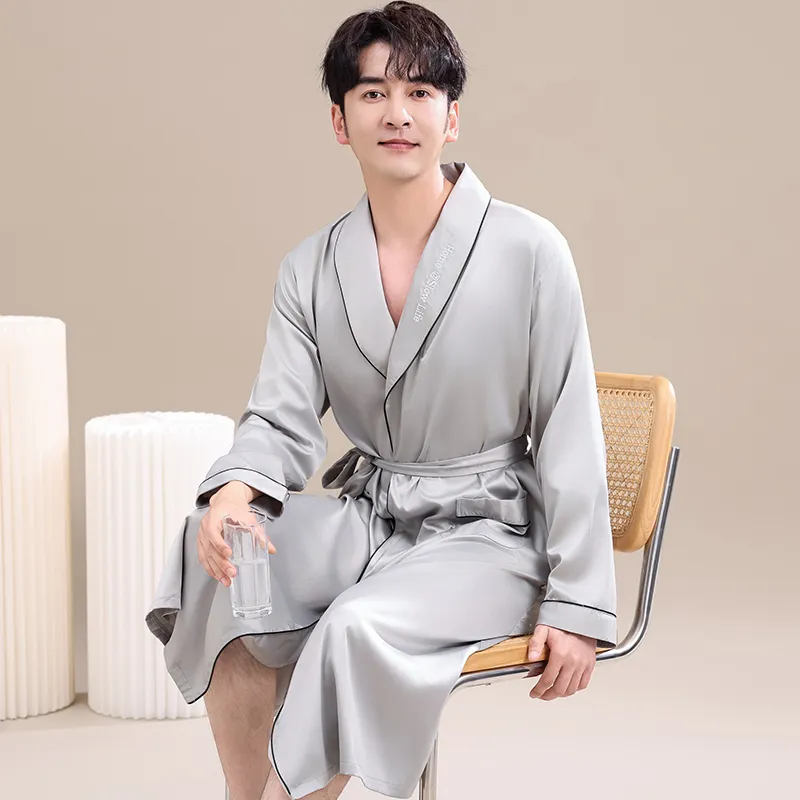 Maultiay Sleep Robe Men's Light Gray-6