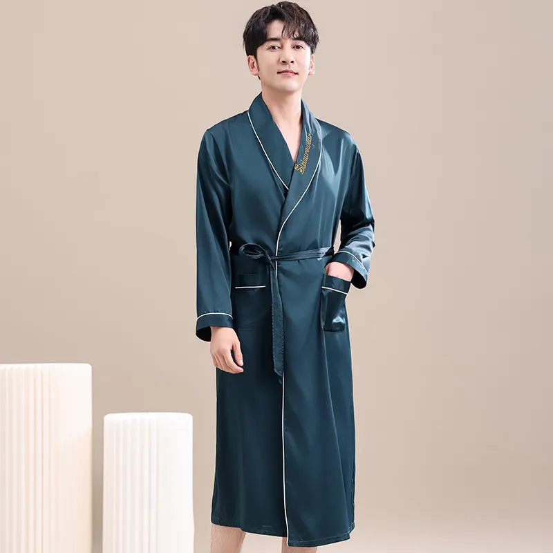 Maultiay Bath Robes Men's Peacock Green-3