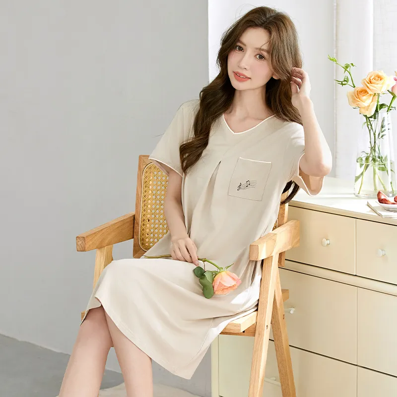 Maultiay Pajama Gift Box Spring And Summer Women's Dark Apricot-6