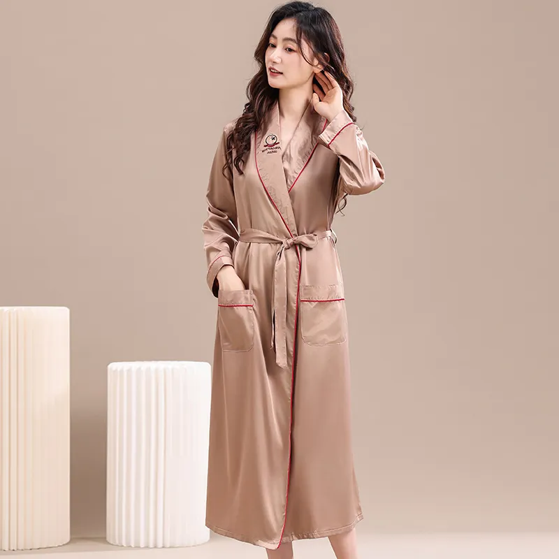 Maultiay Bath Robes Women's Khaki-3