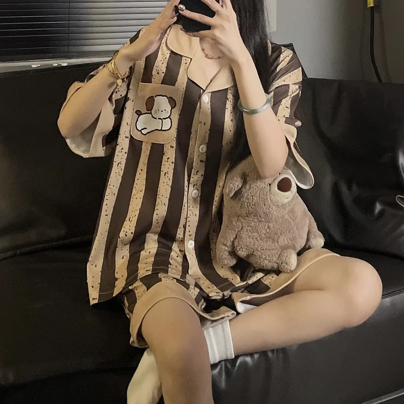 Maultiay Pajama Set Women's Brown-2