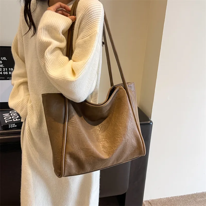 BRINCH PU Tote Bag Shopping Bag Shoulder Bags Regular Women's Black/Coffee/Brown/Khaki-14