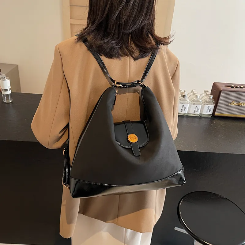BRINCH PU Backpack On The Shoulder Women's Black/Khaki/Coffee-2