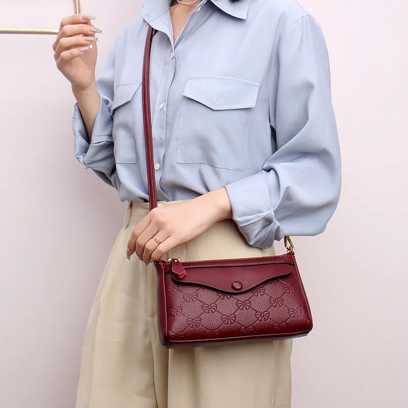 BRINCH PU Shoulder Bag Women's Black/Burgundy-5