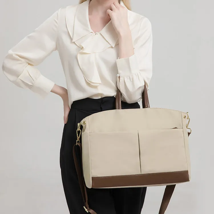 BRINCH Oxford Laptop Bag Regular Women's Apricot/Elegant Black-1