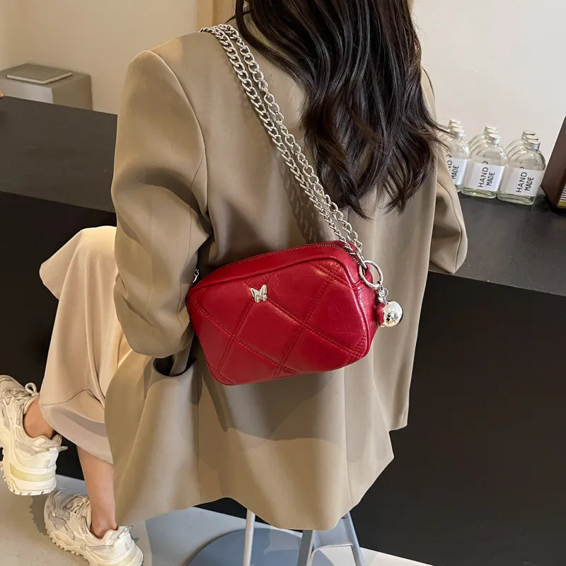 Bansusu PU Shoulder Bag Regular Women's Silver/Red/Black-9