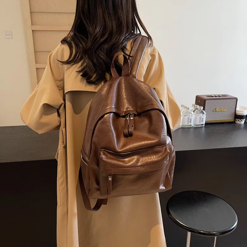 Yi Brigade PU Backpack Regular Women's Black/Coffee-6