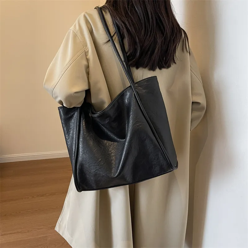 BRINCH PU Tote Bag Shopping Bag Shoulder Bags Regular Women's Black/Coffee/Brown/Khaki-1