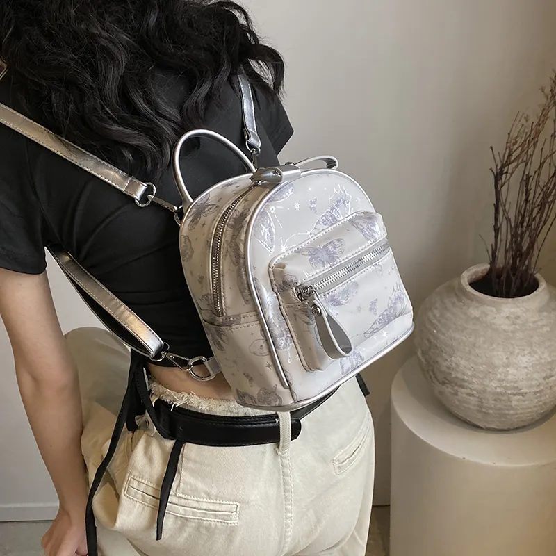 Bansusu PU Handbag Backpack Women's Pink/Silver-7