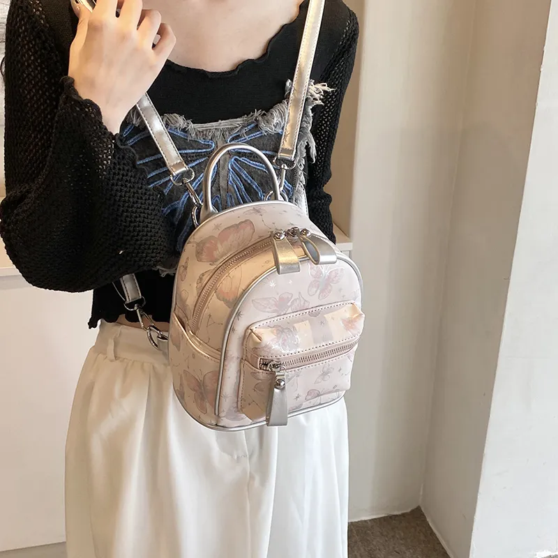 Bansusu PU Handbag Backpack Women's Pink/Silver-1
