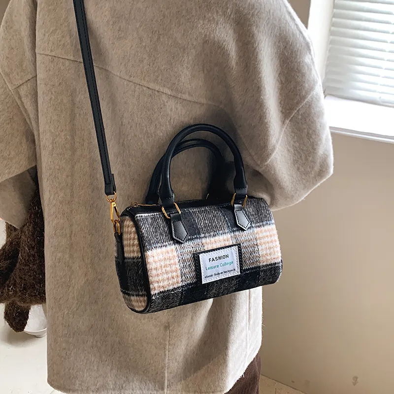 Bansusu Pu Handbag Shoulder Bag Crossbody Bag Women's Brown Plaid Black Plaid Coffee Plaid Blue Plaid-2