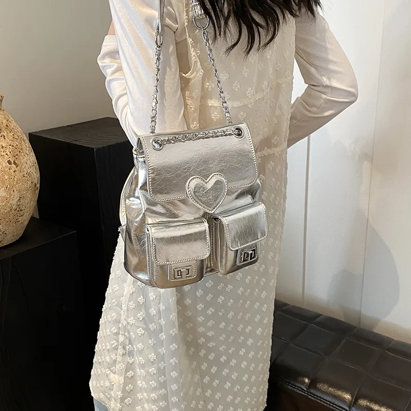 Bansusu PU Backpack Regular Women's Pearl Silver/Pearl White/Black-2