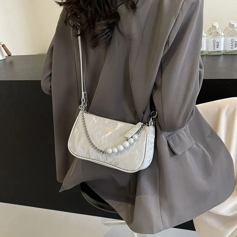 Bansusu PU Portable Crossbody Bag, Shoulder Bag Women's Pink/Silver/Ecru/Black-1