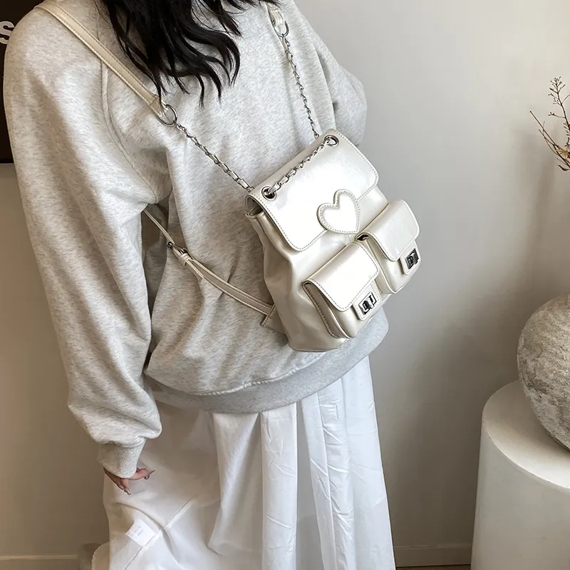 Bansusu PU Backpack Regular Women's Pearl Silver/Pearl White/Black-9