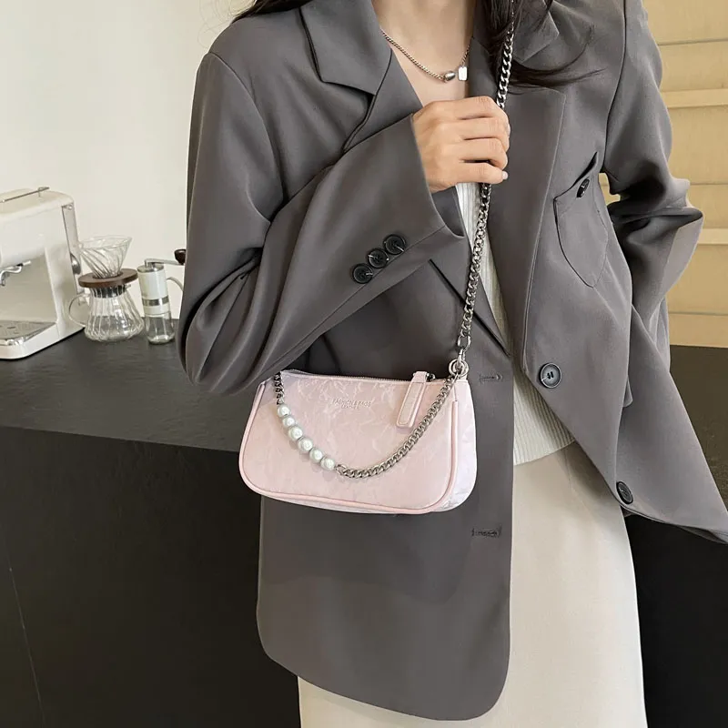 Bansusu PU Portable Crossbody Bag, Shoulder Bag Women's Pink/Silver/Ecru/Black-6