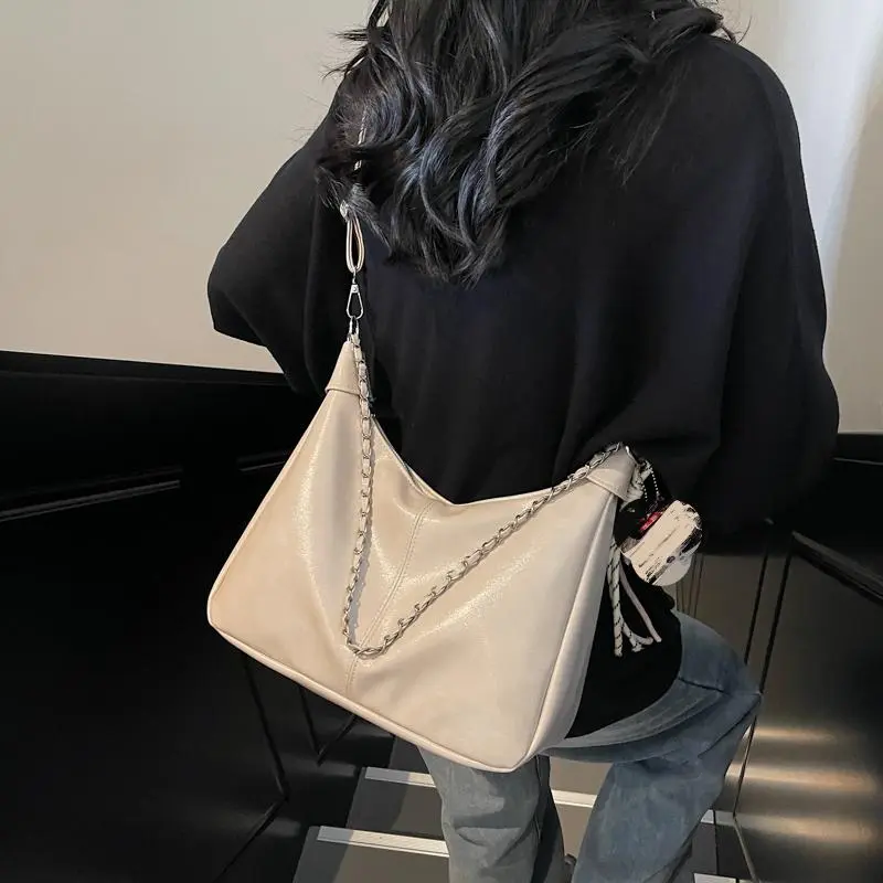 BRINCH PU Shoulder Bag Regular Women's Black/Ecru/Pink/Green-4