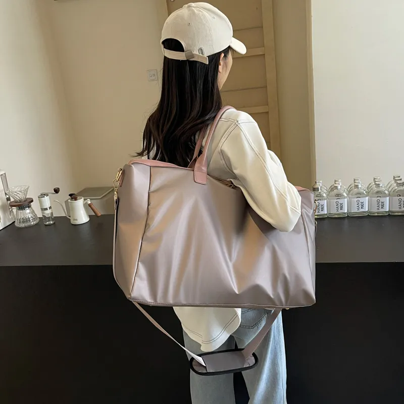BRINCH Nylon Fabric Crossbody Shoulder Bag Women's Black/Gray/Pink-6