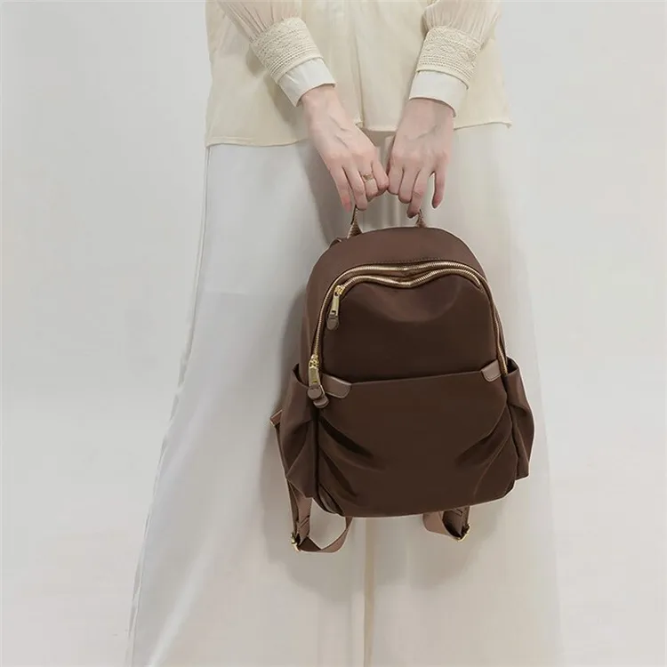 BRINCH Textured Fabric Backpack Regular Women's Coffee/Apricot & Brown-2