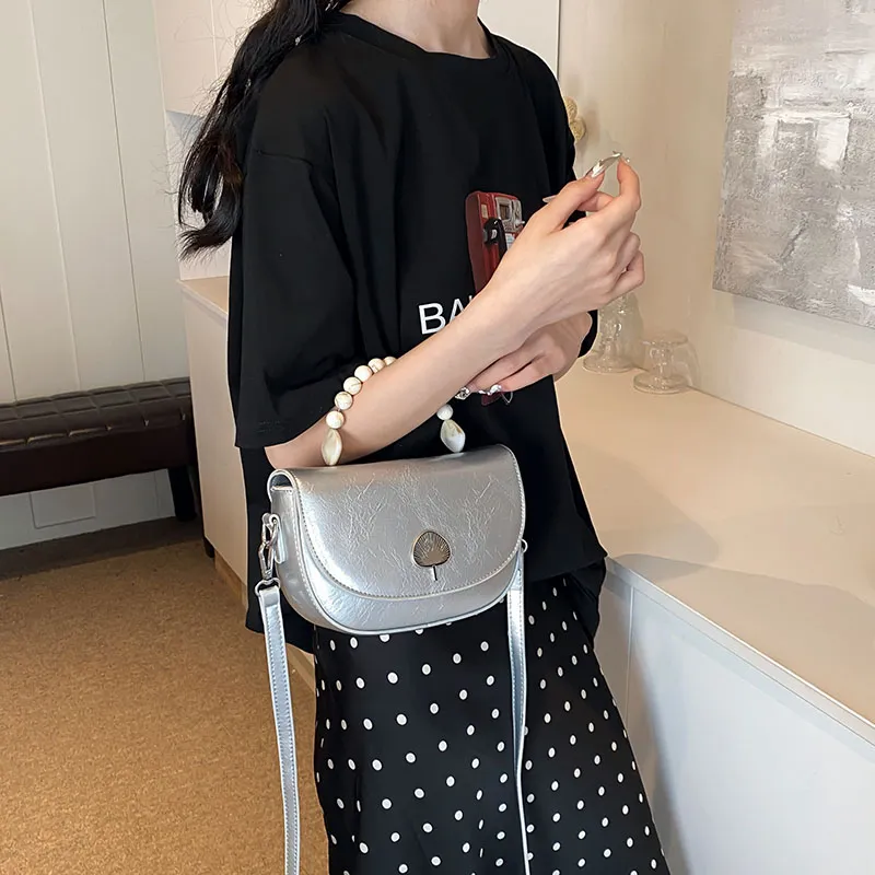 Bansusu PU Shoulder Bag Women's Black/White/Pink/Brown/Silver-8