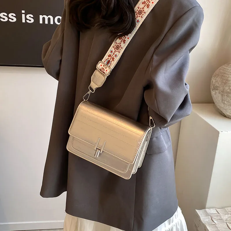 BRINCH PU Small Square Bag Shoulder Bag Women's Silver/White/Black-2